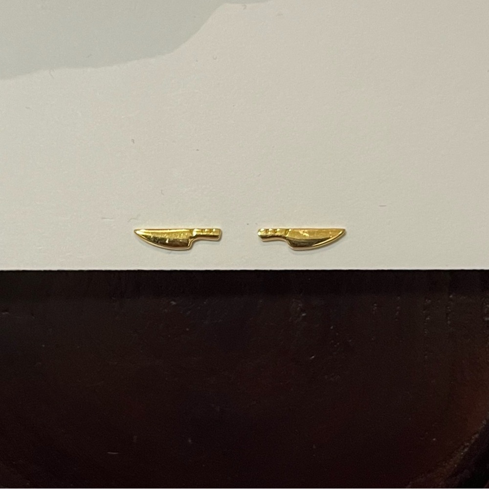 Gold Knife Stud Earrings